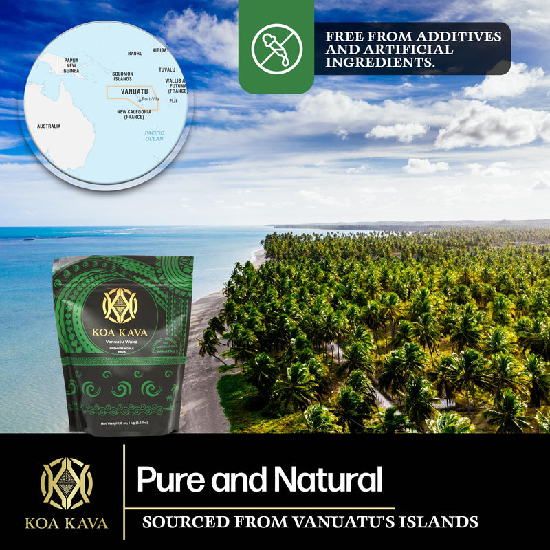 [Australia] - Vanuatu Koa Kava Kava Powder - Premium Noble Waka Kava Tea made from Lateral Roots in Vanuatu for Authentic Relaxation. 1 Pound Bag 