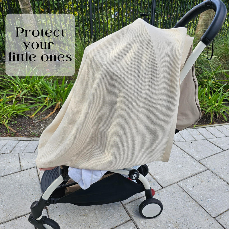 [Australia] - Peekaboo Knit Breathable Nursing Cover Up For Breastfeeding - Soft Organic Cotton & Cashmere Breast Feeding Covers For Women - Privacy Feature - Includes Mesh Laundry Bag (Beige) Beige 