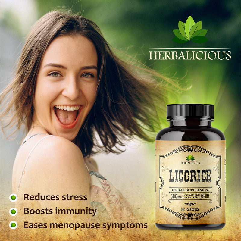 [Australia] - Licorice Root Extract - Glycyrrhiza Glabra - Organic Herbal Supplement for Digestion Restore Respiratory Health Fatigue & Immunity Support DGL Tablets Gluten Free - 100 Capsules 