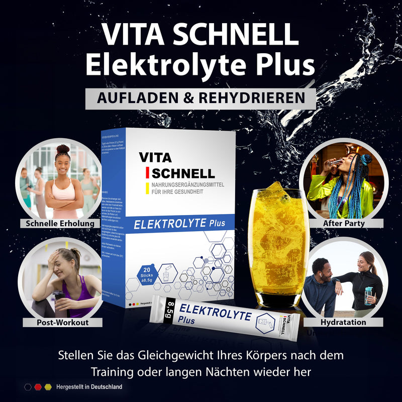 [Australia] - Vita Quick Electrolyte Sticks 60 pieces - Optimal electrolyte supply - Vegan, gluten- and lactose-free sports electrolytes - Made in Germany - Electrolyte powder for quick regeneration 20 portions (pack of 60) 