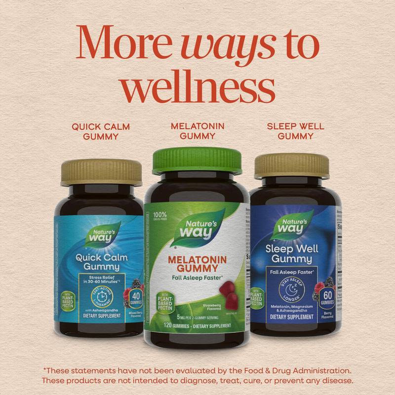Nature's Way Adult Melatonin Gummies, Sleep Support*, Strawberry, 120 ct | 5 mg Melatonin per 2-Gummy Serving, Helps Support Restful Sleep*, Fall Asleep Faster*, Strawberry Flavored 120 Count (Pack of 1)