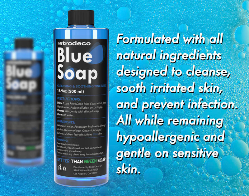 [Australia] - Ultra Concentrated 16.9oz Tincture of Blue Tattoo Soap USP: Makes 1.3 Gallons of Blue Soap with XL 16.9oz Squeeze Bottle For Skin and Piercings, Better Than Green Soap 16.9 Fl Oz (Pack of 1) 