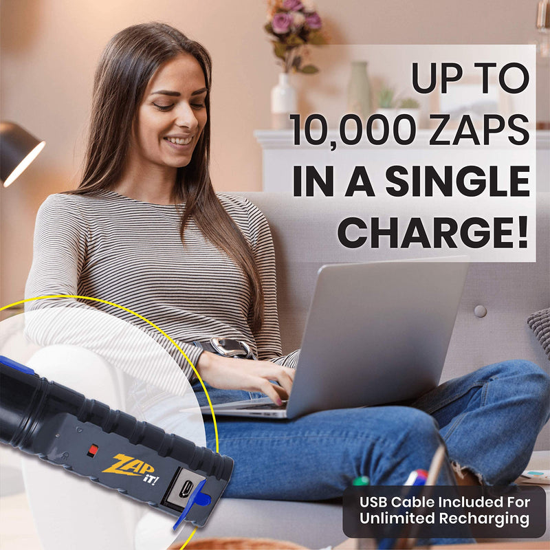 [Australia] - ZAP IT! Bug Zapper Rechargeable Electric Fly Swatter Racket, 4,000 Volt, USB Charging Cable Mini Blue 