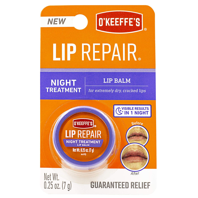 O'Keeffe's Lip Repair Night Treatment Lip Balm, 0.25 Ounce Jar, (Pack of 1) 0.25 Ounce (Pack of 1)