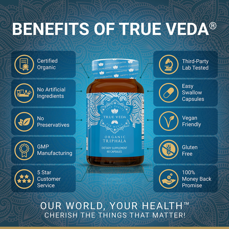 [Australia] - Triphala Capsules ‚Äì USDA Organic Certified | Vegan Triphala Tablets | 100% Natural Herbal Triphala Guggulu Supplement | Natural Fusion Extract Potency | Ayurveda | 60 Caps | Trifala Churna 60 Count (Pack of 1) 