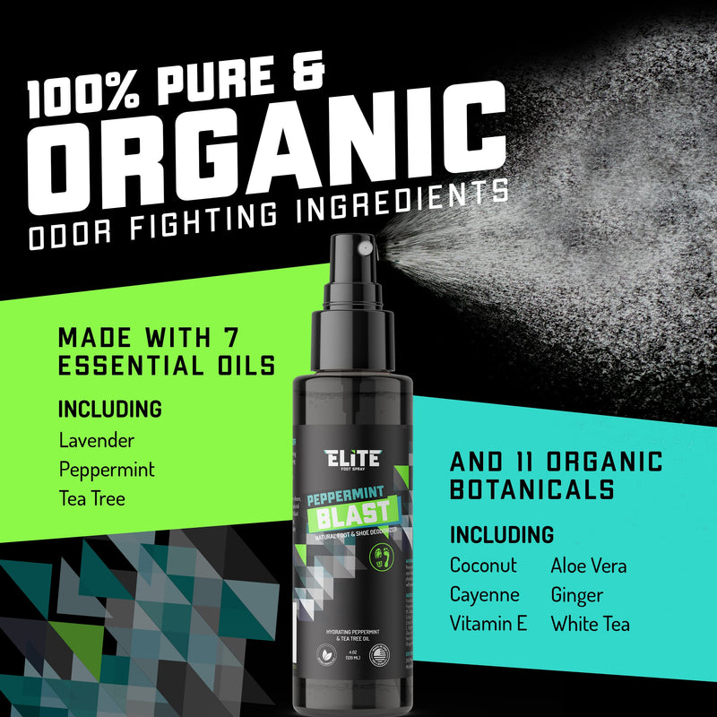 Elite Sportz Shoe Deodorizer (800+ Sprays) - Foot Spray and Shoe Odor Eliminator - No More Smelly Shoes or Stinky Feet with our Peppermint Shoe Freshener - Small Gift for Men & Women