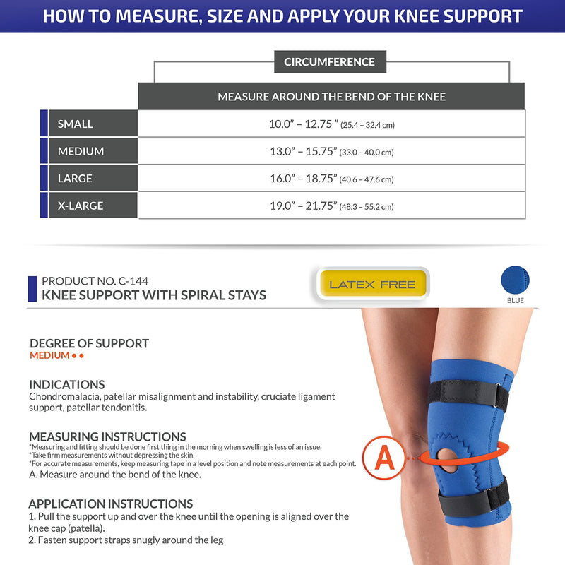 [Australia] - OTC Knee Brace, Neoprene Sleeve, Hor-Shu Pad, Spiral Stays (Pack of 2) Blue X-Large (Pack of 2) 