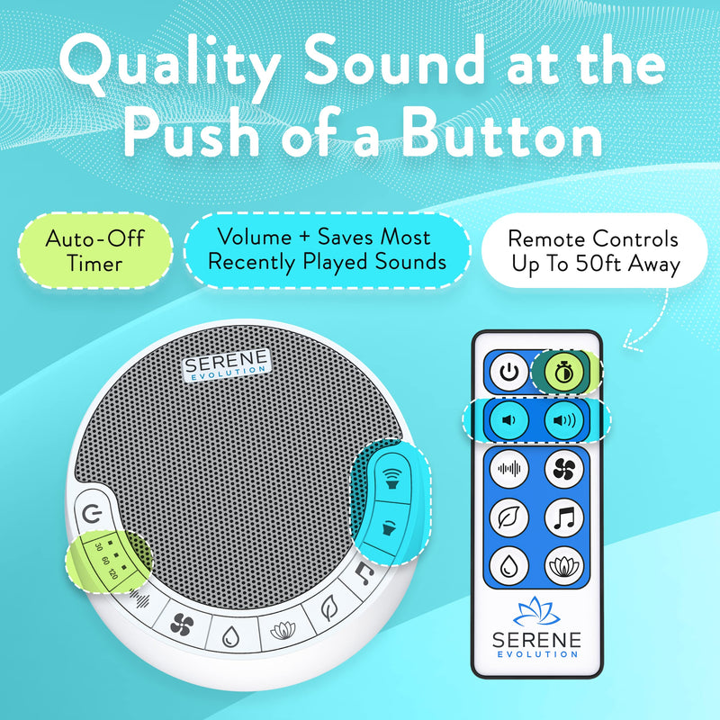 [Australia] - Serene Evolution White Noise Machine for Sleeping Adult or Baby - White Noise Machine for Office Privacy & Noise Canceling - Sleep Sound Machine for Adults - Ocean, Rain Noise Machine (70 Sounds) 70 Sounds - White 
