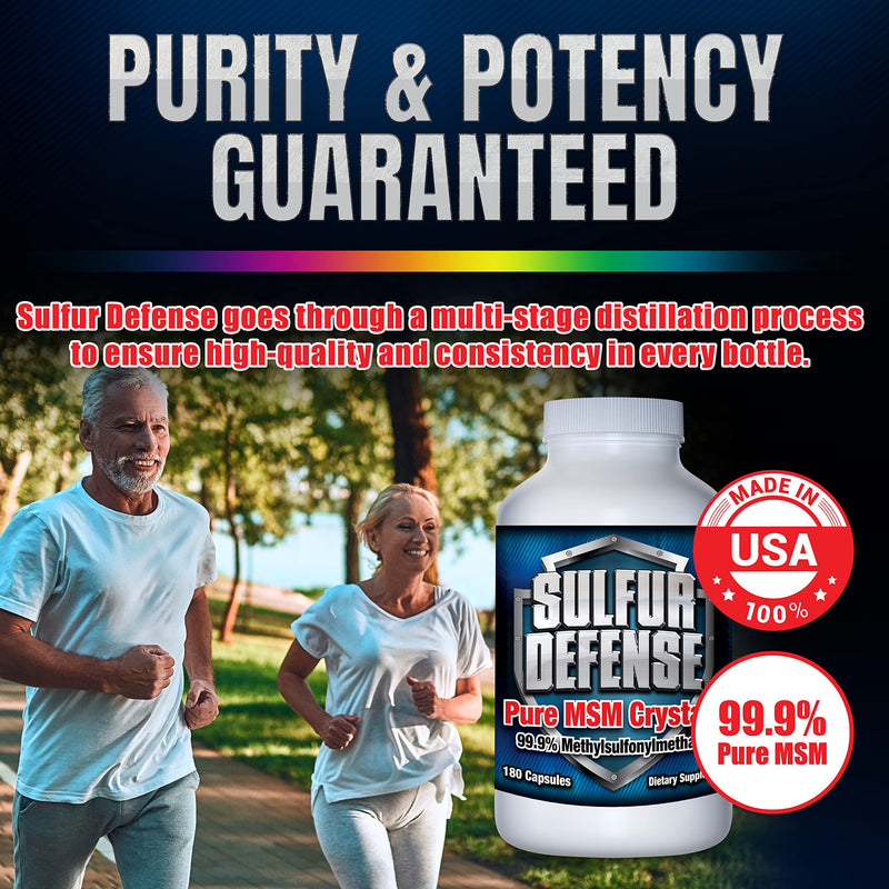 [Australia] - Sulfur Defense Opti-MSM 99.9% Pure MSM Powder Capsules, Made in USA, Organic Methylsulfonylmethane, non-GMO, Gluten-Free, Immune System Booster, Soothes Joint Pain, Younger Skin, Hair, Nails, 180 caps 1 Count (Pack of 180) 