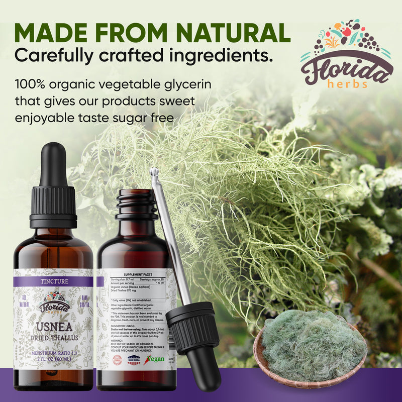 [Australia] - Usnea Tincture Alcohol Free, Organic Usnea Extract (Usnea barbata) Dried Thallus Herbal Supplement, Non-GMO in Cold-Pressed Organic Vegetable Glycerin, 700 mg, 2 oz (60 ml) 