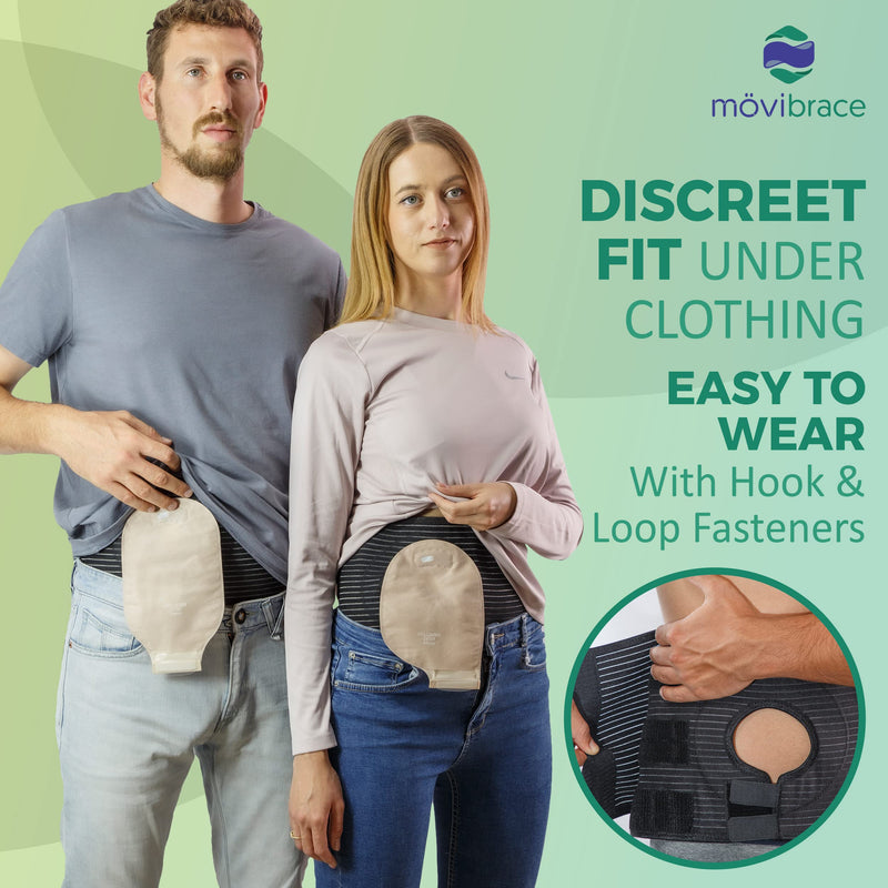 [Australia] - Abdominal Ostomy Belt for Post-Operative Care after Colostomy or Ileostomy Surgery Abdomen (Large), Black Large 