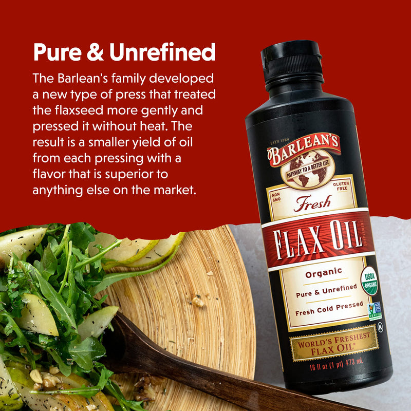 [Australia] - Barlean's Organic Flaxseed Oil Liquid from Fresh Cold Pressed Flax Seeds, 7,640mg ALA Omega 3 Fatty Acid Supplement for Skin and Hair Care, Vegan & Gluten Free, 8 oz 8 Fl Oz (Pack of 1) 