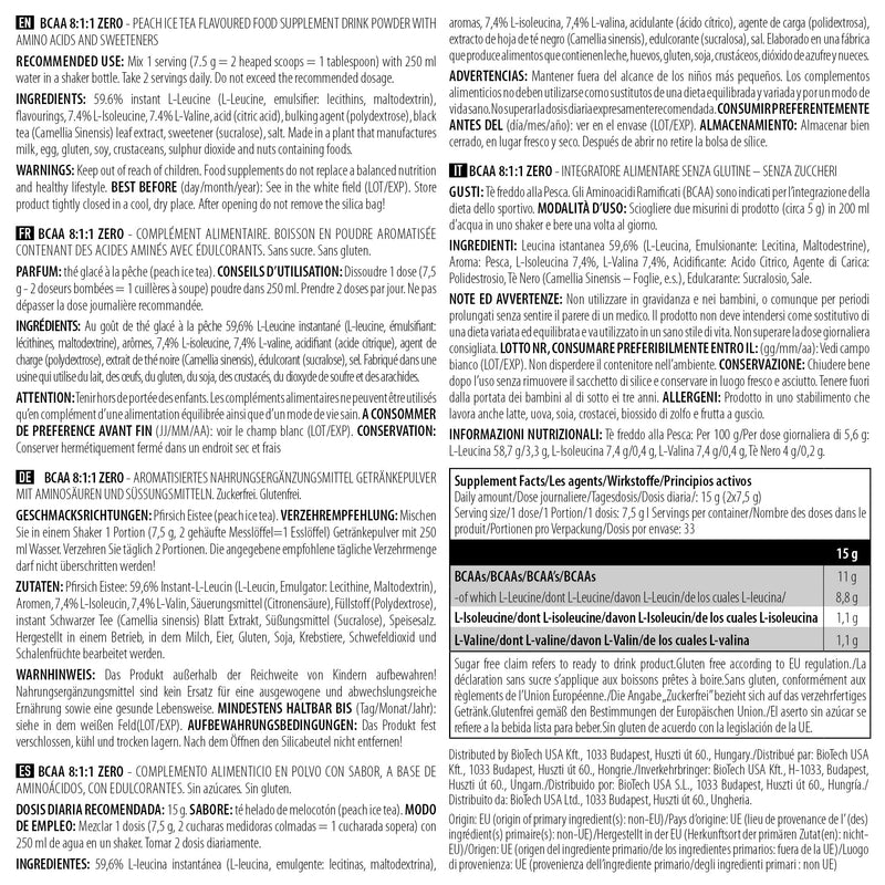 BioTechUSA BCAA 8:1:1 Zero, Peach Icea Tea, 250g