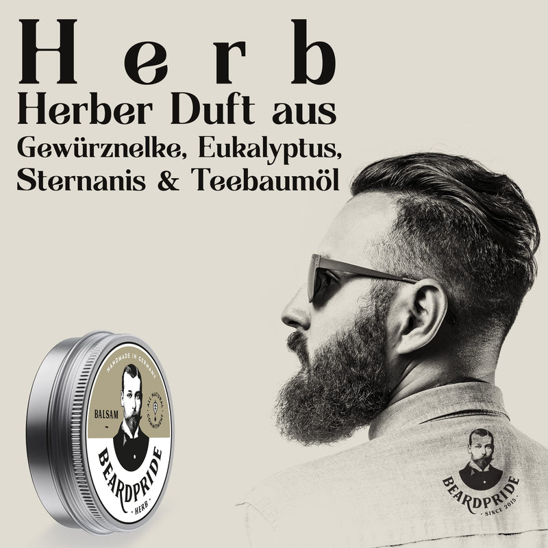 [Australia] - BEARDPRIDE Beard Balm for Men - The Original Beard Balm from the Barbershop - Our Beard Balm is based on natural shea butter and valuable oils - Beard Balm - Gift for Men (55g, Herb) 55g (Pack of 1) 