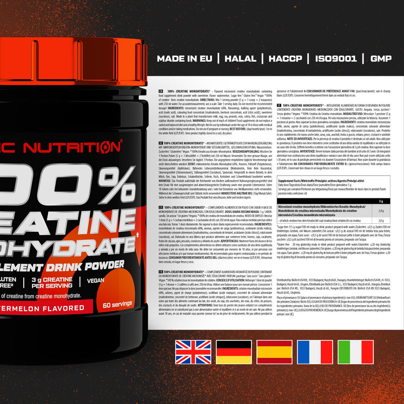 Scitec Nutrition 100% Creatine Monohydrate – Vegan – 3g per Serving – Performance Boost for High-Intensity Workouts – 300 g, Watermelon
