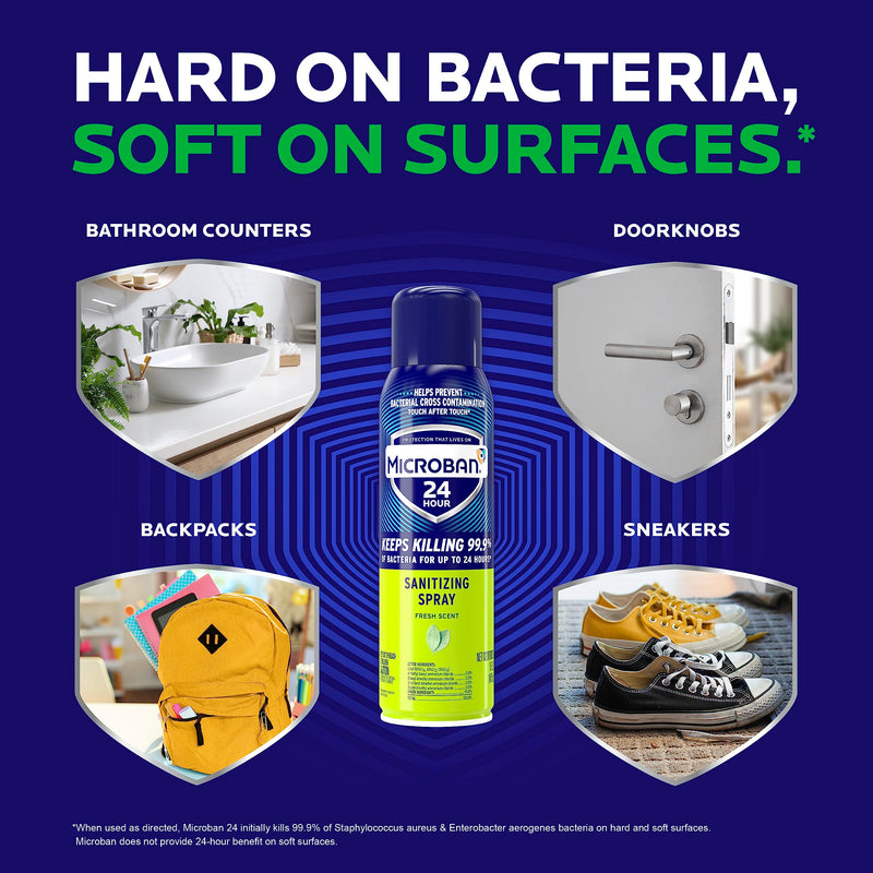 [Australia] - Microban 24 Hour Disinfectant Sanitizing Spray, Fresh Scent, 15oz 
