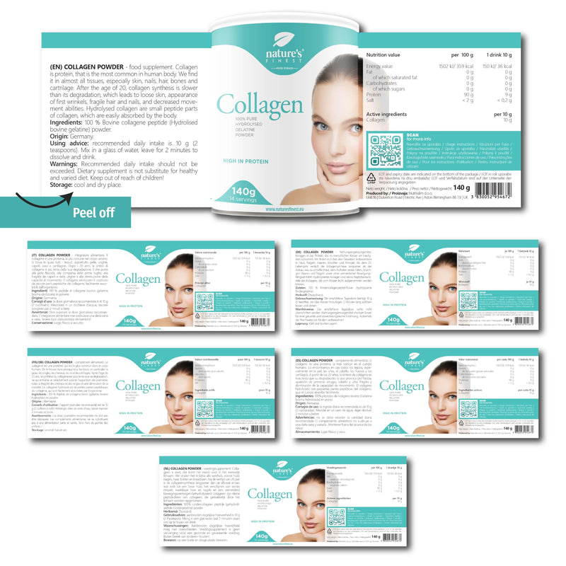 Nature's Finest by Nutrisslim Collagen Powder: 100% Hydrolysed Bovine Collagen - Pure, Natural Collagen Supplements for Women - Optimal Absorption, Unflavored 140 g (Pack of 1)
