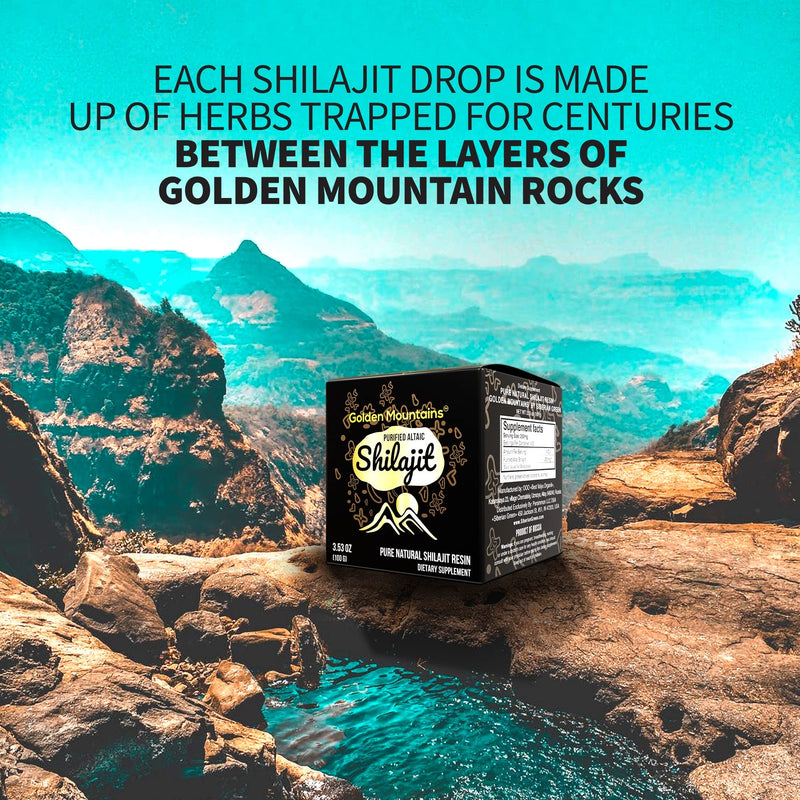 [Australia] - Pure Authentic Siberian Altai "Golden Mountains" Shilajit Resin 100g 3.53oz - Measuring Spoon – Quality & Safety Certificate in each Box 