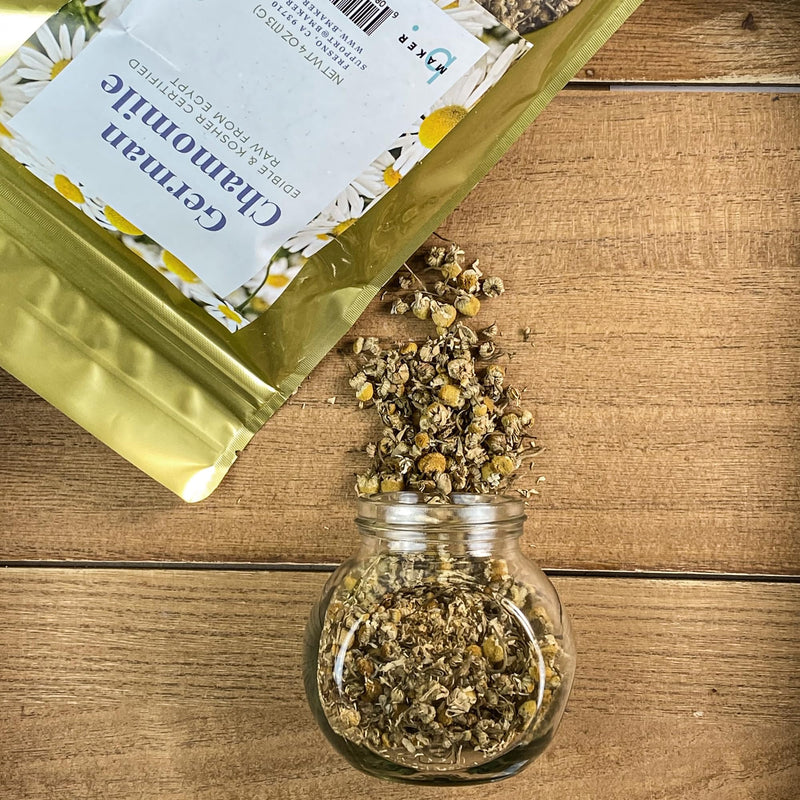 [Australia] - bMAKER Dried Chamomile Flowers (4oz) - Bulk Bag - Kosher Certified Chamomile for Relaxation, Dried Flowers for Soap Making, Lotion, Shampoo, Loose Leaf Chamomile Tea 