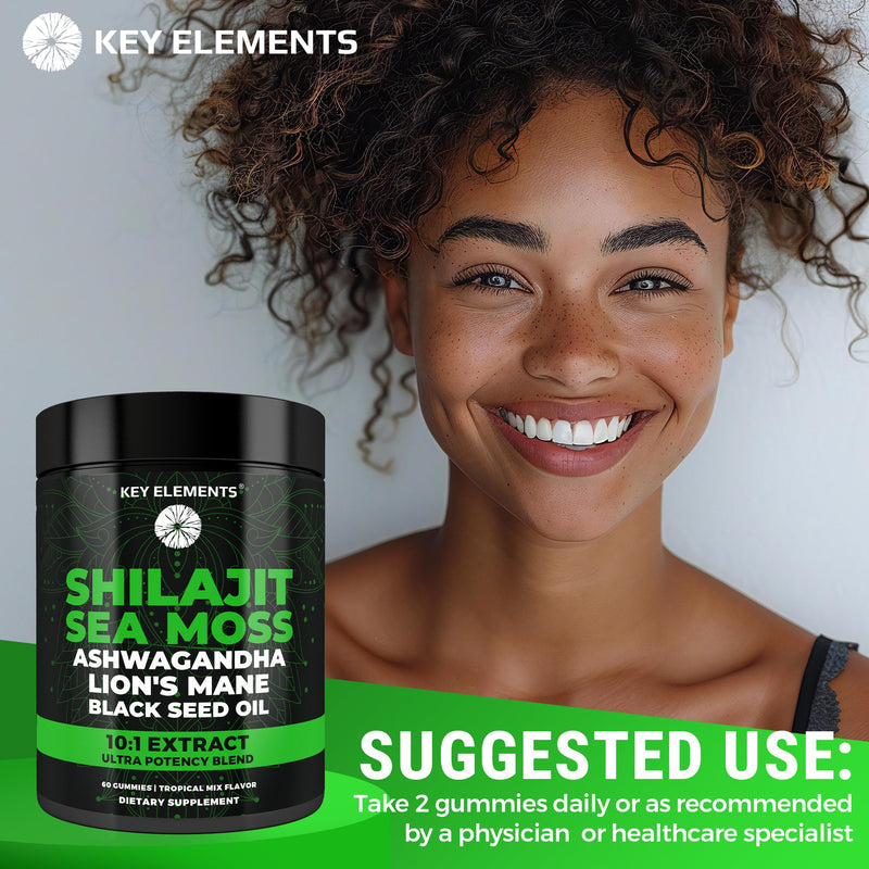 [Australia] - Organic Shilajit Gummies with Sea Moss Gummies - Shilajit Supplement for Immune Support - Pure Himalayan Shilajit and Ashwagandha with Sea Moss and Shilajit, Lion‚Äôs Mane Extract and Black Seed Oil 