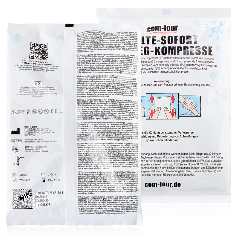 [Australia] - com-four® 20x disposable cold instant compress for kinking 15 x 23 cm, cold pack for immediate cooling, cold pack for first aid measures, cooling pad for external use (20 pieces - 15x23cm) 20 pieces - 15x23cm 