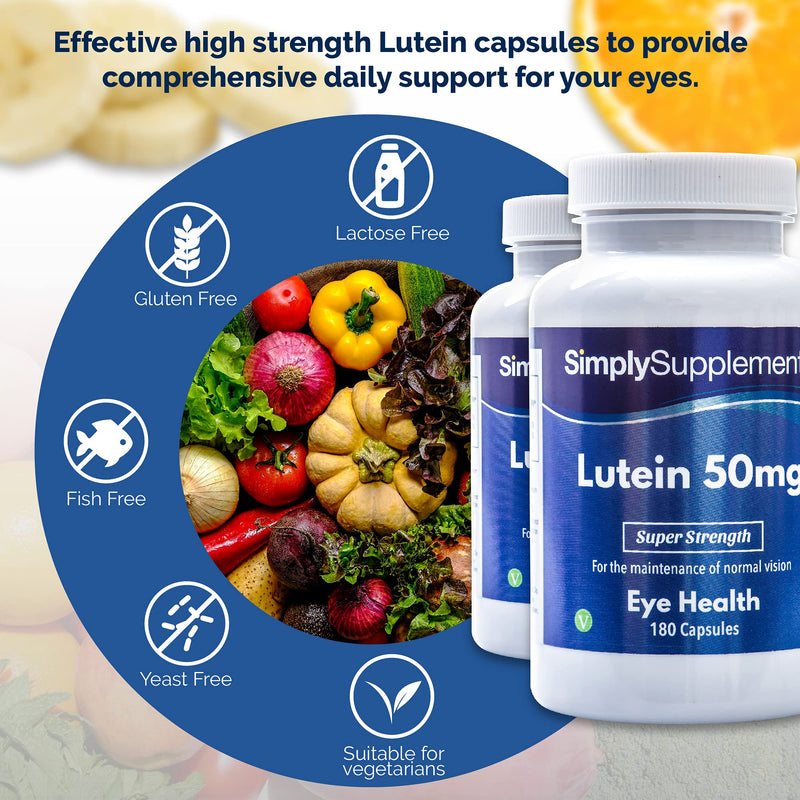 [Australia] - Lutein 50mg - 180 capsules - Suitable for vegans - Supply for up to 6 months - SimplySupplements 