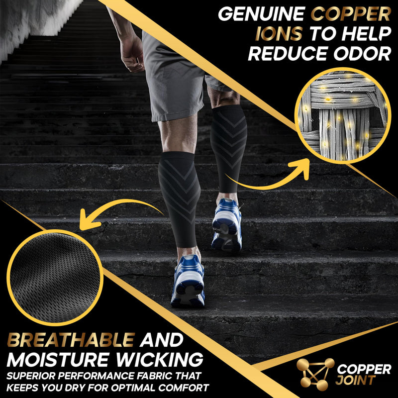 [Australia] - CopperJoint Wide Calf Compression Sleeve Men - Compression Calf Sleeve Women, Leg Sleeves for Men, Knee and Legs Sleeves Support for Runners, Basketball, Workout, Sports, 20-30mmHg - 2X-Large Copper Stripe 