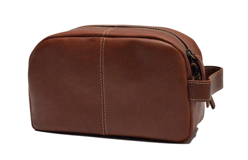 Timberland Men's Leather Toiletry Bag Travel Kit Accessory Cognac