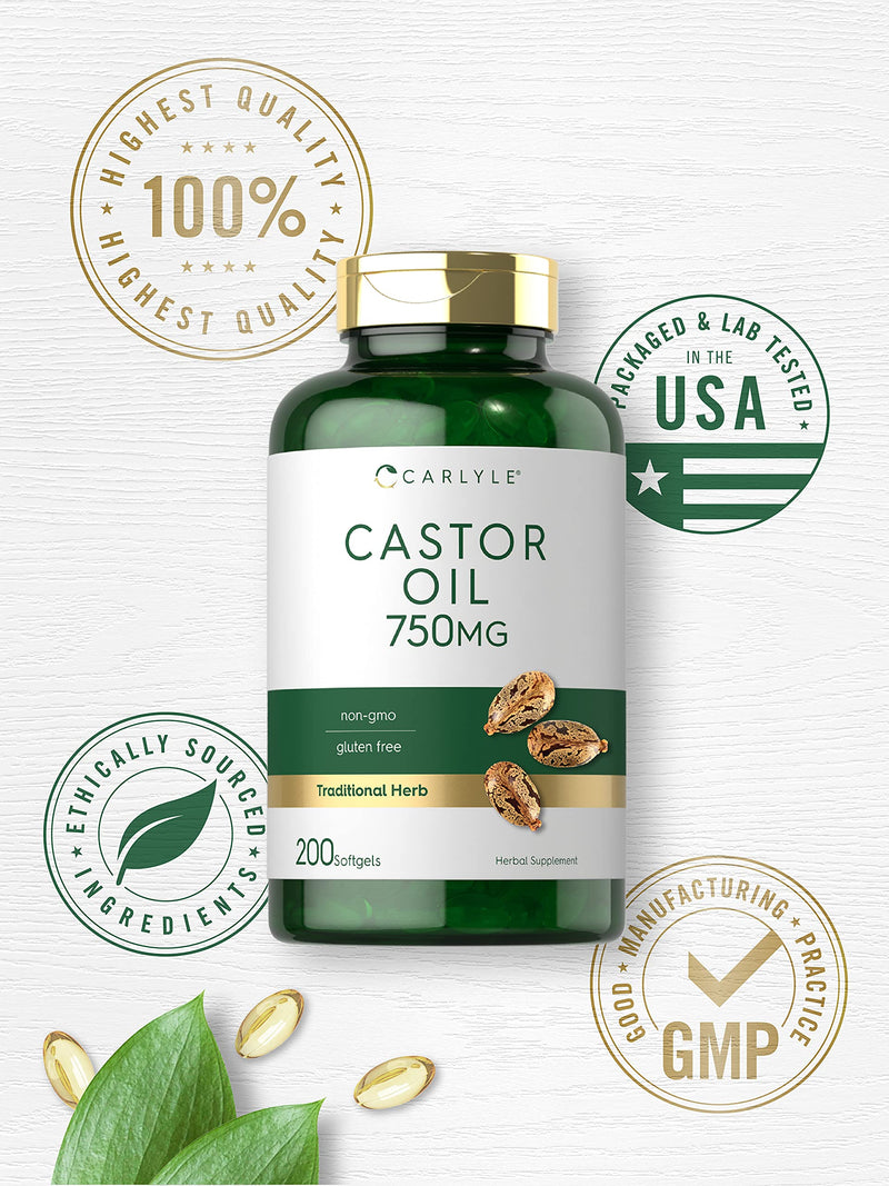 [Australia] - Carlyle Castor Oil 750mg | 200 Softgels | Traditional Herb | Non-GMO, Gluten Free Supplement 