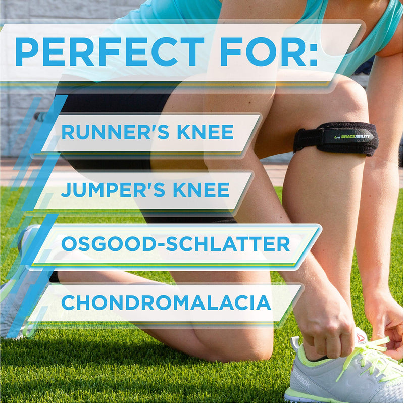BraceAbility Patellar Tendon Support Strap - Knee Stabilizer Brace with Adjustable Band for Patella Tendonitis, Osgood Schlatter, Soccer, Basketball, Running, Jumper's Knee, Tennis, Volleyball (3XL) 3X-Large