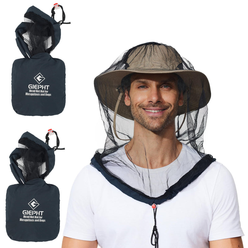 [Australia] - 2 Pack Mosquito Head Net Mesh for Hiking & Outdoors,Bug Netting over Hat Adults Fishing,Insect Shield Protection Face Cover Mask Hood against Fly Midge Gnat 