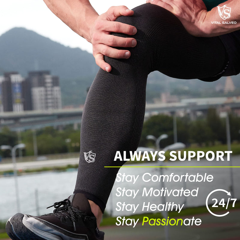 [Australia] - Vital Salveo Recovery Compression Sports Full Leg Sleeve Thigh Calf Long Knee Support Basketball(1 Pair) Grey Small (Pack of 2) 