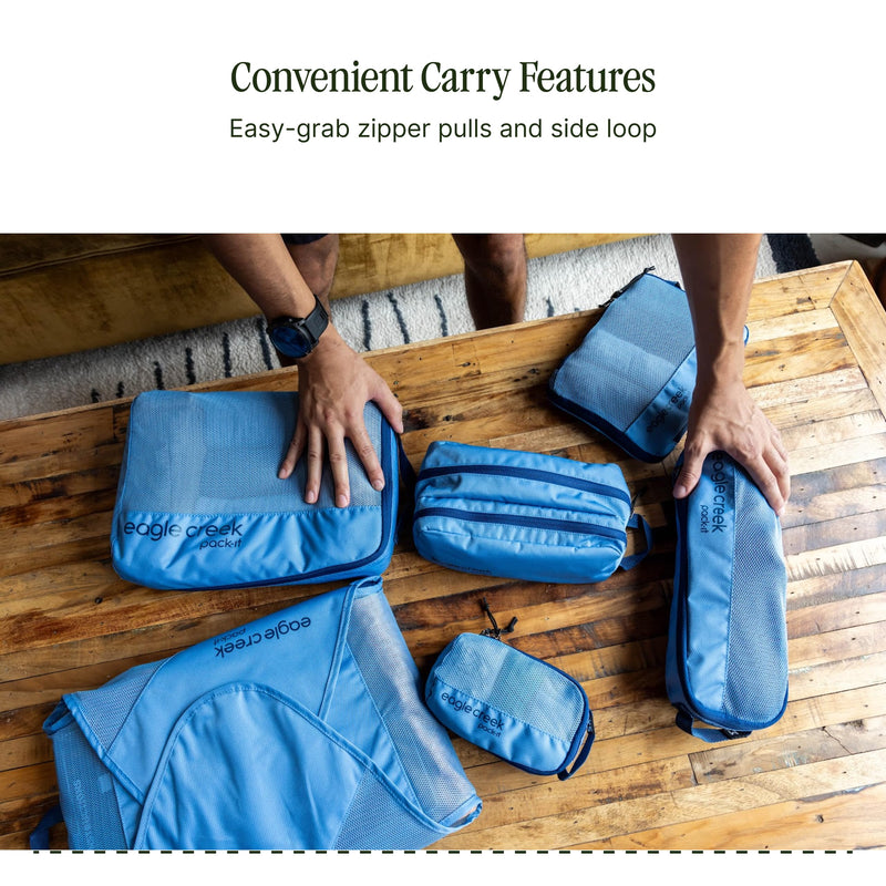 Eagle Creek Pack-It Reveal Quick Trip, Green | Dual-Compartment Toiletry Bag for Travel, Full-Length Zipper Compartments, Recycled Fabric Construction, Water-Resistant