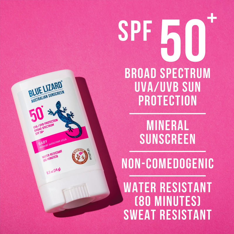 [Australia] - Blue Lizard BABY Mineral Sunscreen Stick with Zinc Oxide, SPF 50+, Water Resistant, UVA/UVB Protection - Easy to apply, Fragrance Free, .5 oz 0.5 Ounce (Pack of 1) 
