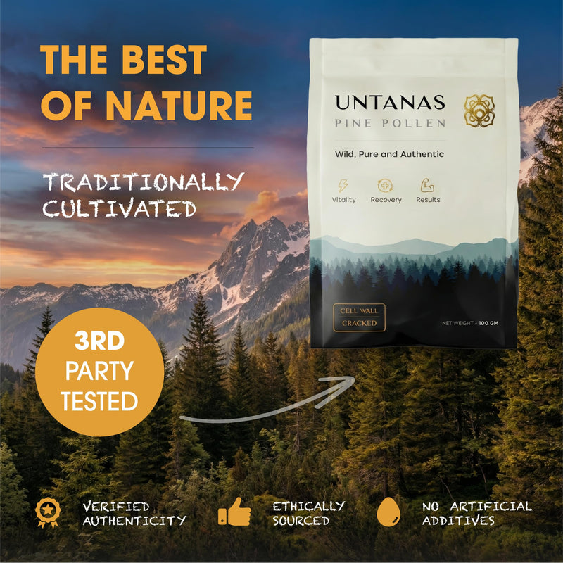 Pine Pollen (100g) - Wild Harvested Natural Pine Pollen - Energy and Vitality Tonic - Muscle Growth - Pineal Gland Supplement