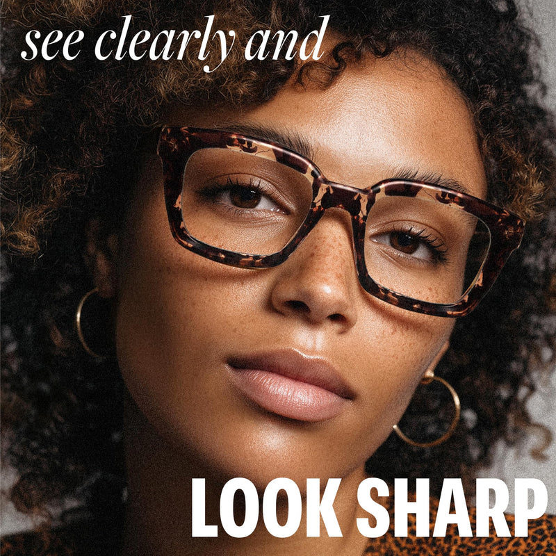 [Australia] - IBOANN Oversized Blue Light Glasses for Woman, Funky Fashion Glasses With Preppy Look, Reduce Screen Fatigue Computer Glasses Medium A1 Coco Tortoise 1 