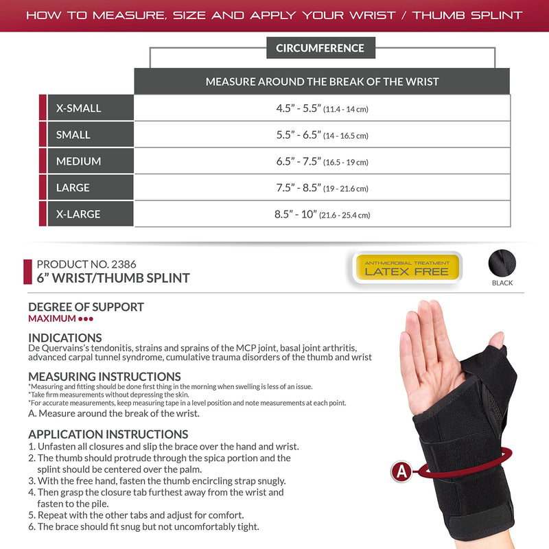 OTC Wrist-Thumb Splint, 6-Inch, Select Series, Small (Right Hand) 6 Inch (Right Hand)