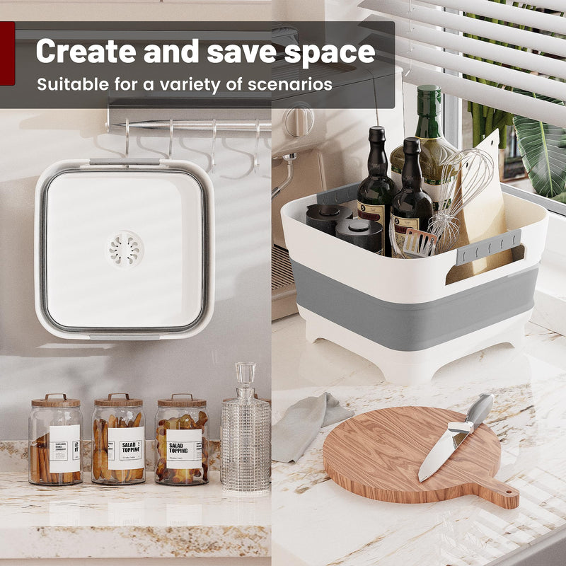[Australia] - Wash Basin for Baby Bottles, Foldable, Versatile Wash Tub for Kitchen, RV, Outdoor Camping Sink, Sturdy & Easy to Clean Gray 