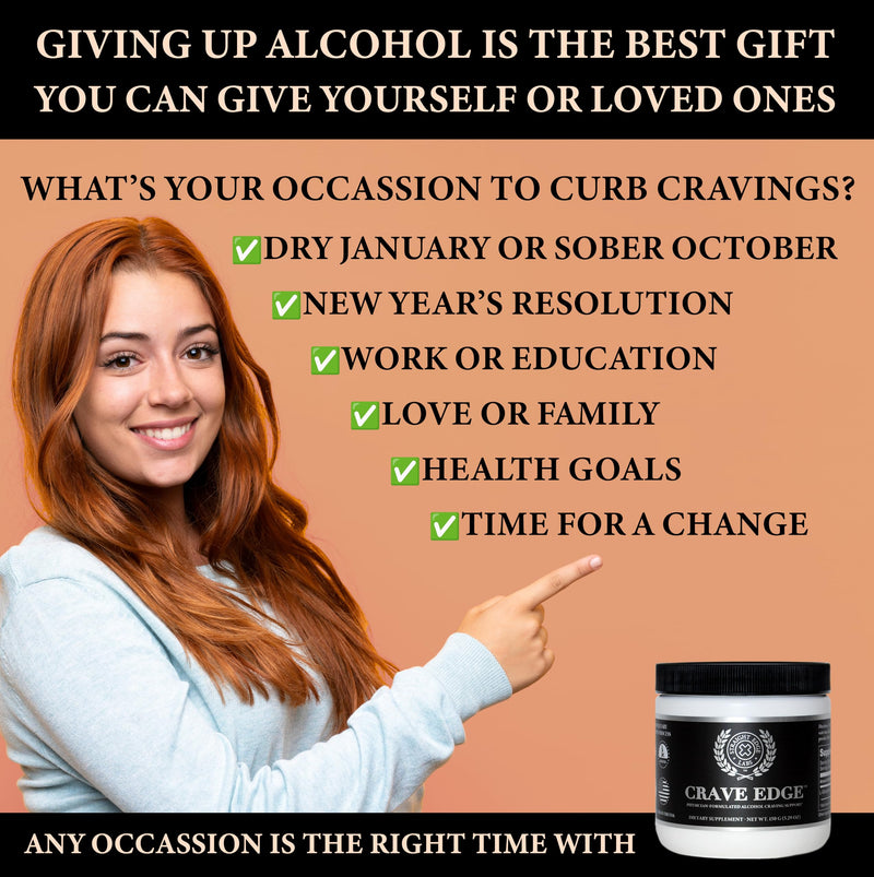 [Australia] - Crave Edge Alcohol Craving Support | Physician-Formulated | Anti Alcohol Replacement Drink | Stop Drinking Alcohol | Liver Detox | Fast Acting | No Big Pills or Bad Taste | 150G Powder-30 Servings 