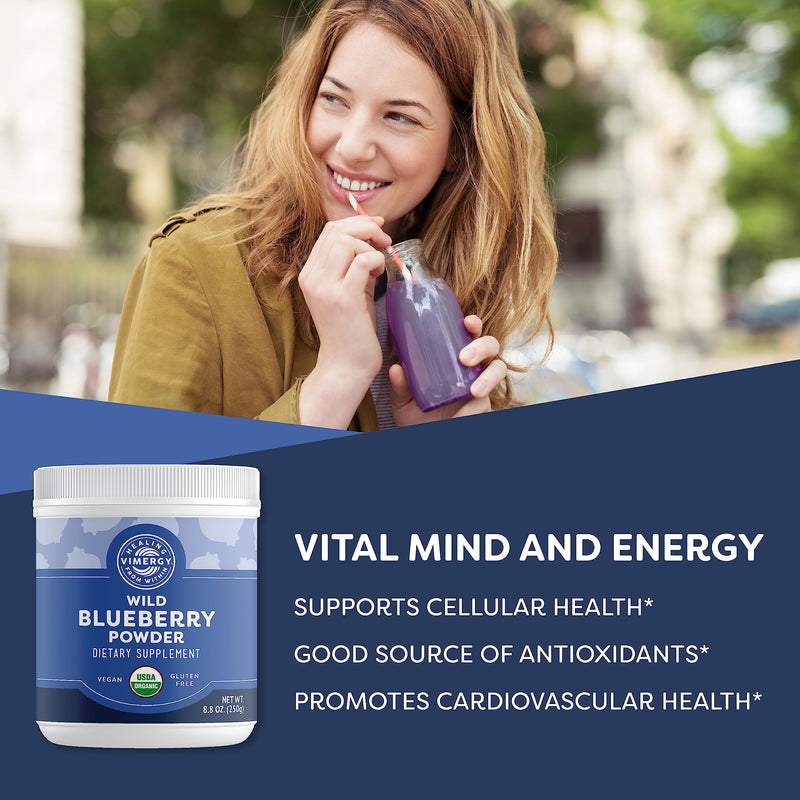 [Australia] - Vimergy USDA Organic Wild Blueberry Supplement Powder, 62 Servings – Natural Wild Blueberries - Fruit Powder for Smoothies, Juices, Fruit Bowls – Low-Bush, Non-GMO, Gluten-Free, Vegan, Paleo (250g) 8.8 Ounce (Pack of 1) 
