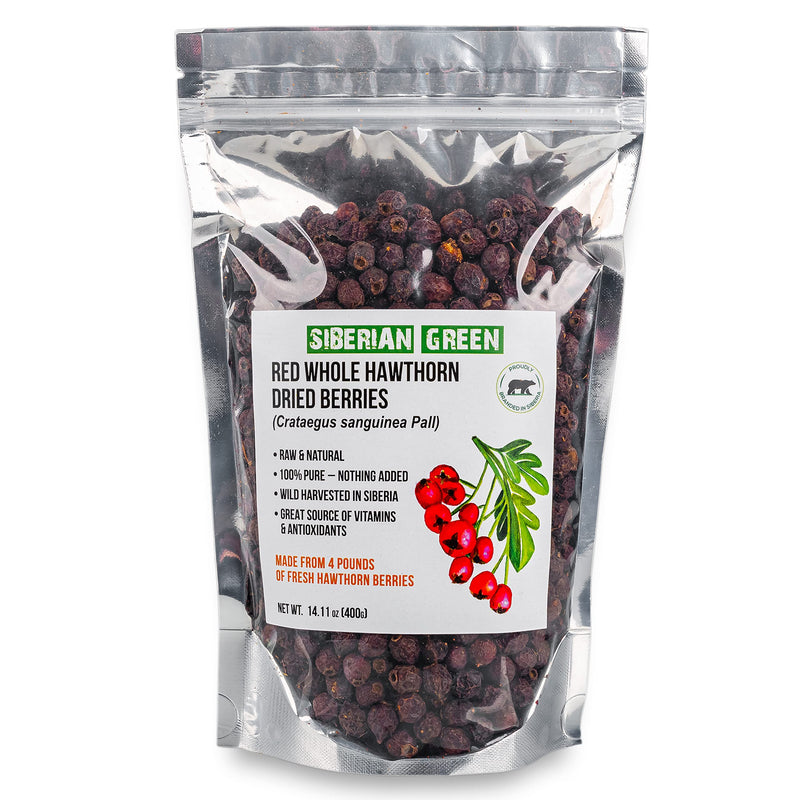 [Australia] - Siberian Green Whole Red Hawthorn Dried Berries 400g (14.11oz) Wild Harvested Crataegus Sanguinea from Altai 