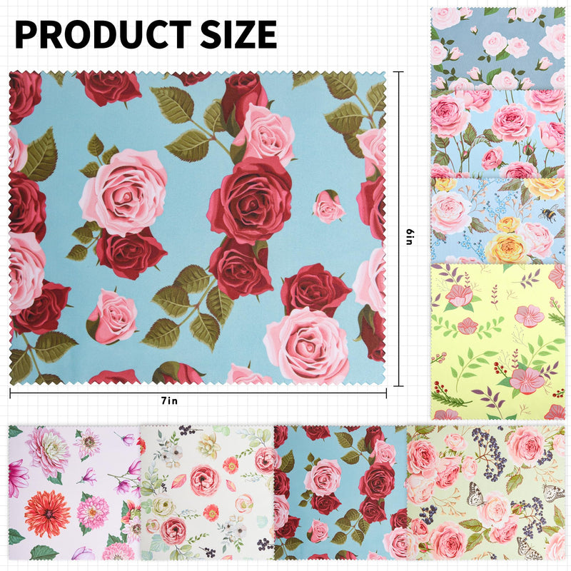 [Australia] - 8 Pack Microfiber Cleaning Cloths (7" x 6") Multicolor Flower Glasses Cleaning Cloth for Eyeglasses, Camera Lens, Cell Phones, Laptops, LCD TV Screens and More 