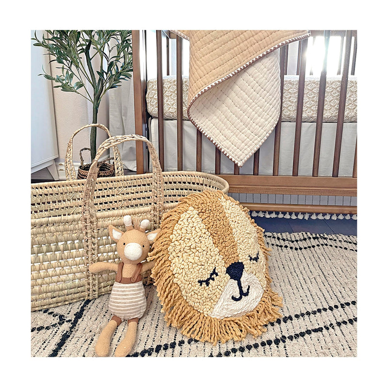 [Australia] - Crane Baby Pillow, Decorative Round Animal Pillow for Nursery and Toddler Rooms, Lion, 12" x 12" 