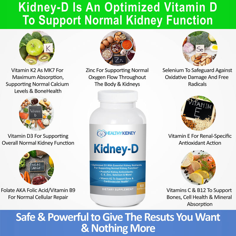 Kidney Restore & Kidney-D 2-Pack Capsules for Kidney Support with Optimized Vitamin D Antioxidants, Kidney Probiotics, Sodium Bicarbonate for Kidney Cleansing
