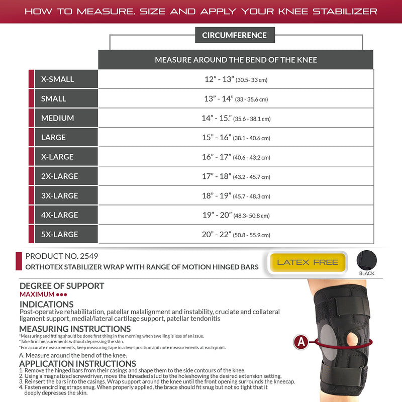 [Australia] - OTC Knee Stabilizer Wrap, ROM Hinged Bars, Orthotex, 5X-Large Black 