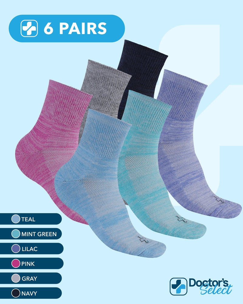 [Australia] - Doctor's Select Bamboo Viscose Diabetic Socks for Women & Men - 6 Pairs, Viscose Bamboo Socks Woman, Non Binding, Wide Top Space Dye - 6 Pairs Large 
