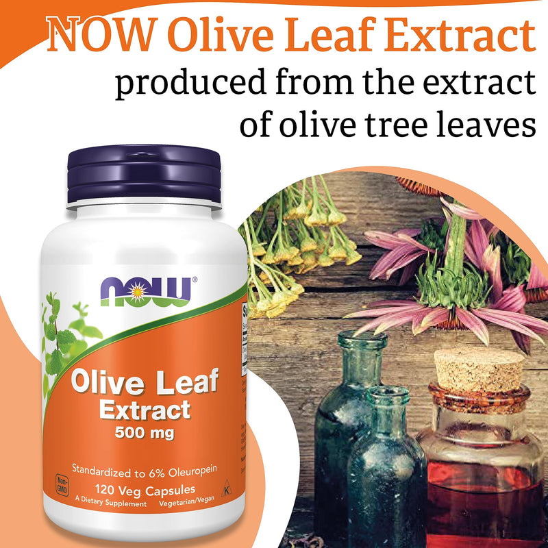 Now Foods, Olive Leaf Extract, 500mg, Oleuropein, High Dose, 120 Vegan Capsules, Lab-Tested, Soy Free, Gluten Free, Vegetarian, Non-GMO 120 Capsules
