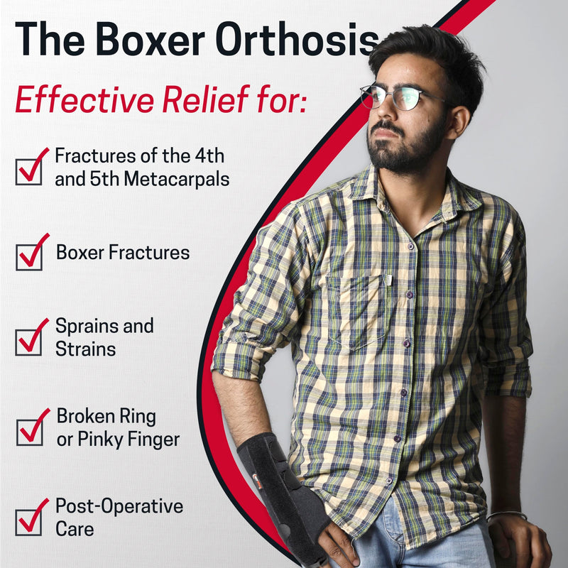 [Australia] - Boxer Fracture Splint Hand Brace with Finger Support – Wrist Brace Right Hand with Adjustable Fit, Hypoallergenic Material & Soft Edges – Designed for Metacarpal Fracture, Sprain, or Swelling Regular Right-Hand 