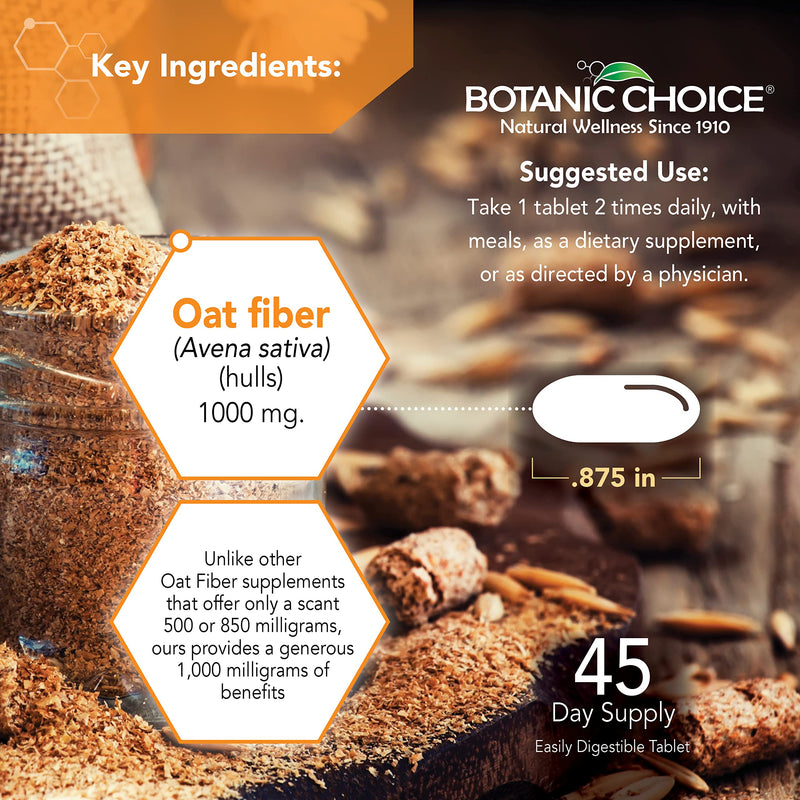 Botanic Choice Oat Fiber Supplement Digestive Support Regularity Pack of 2 | Dietary Formula for Women and Men; Gentle Daily Serving That Helps Maintain Gut Health, Wellness and Everyday Comfort 90 Count (Pack of 2)
