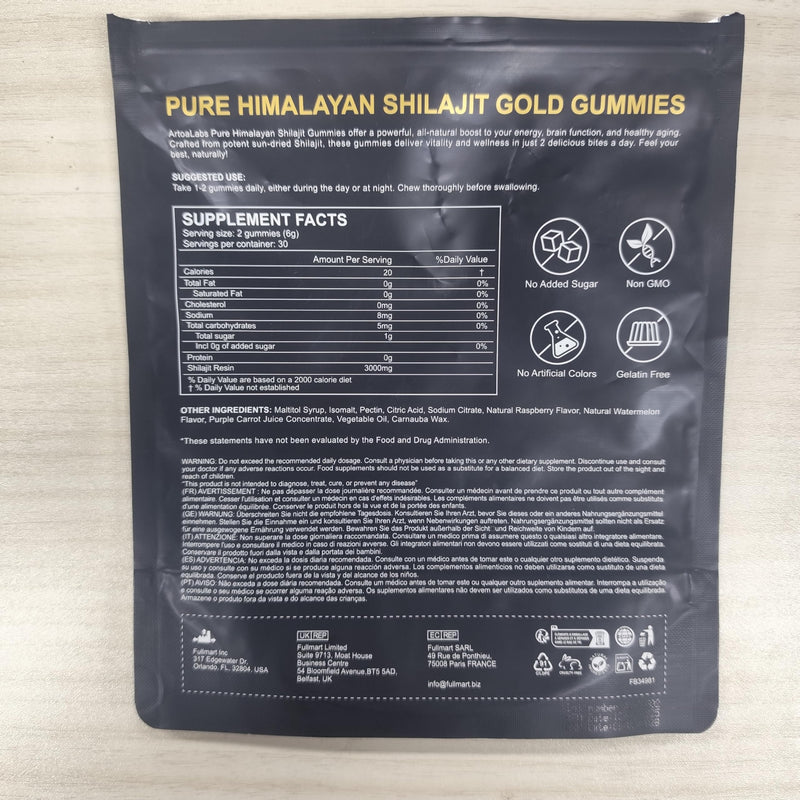 Shilajit Gummies, Enhanced Strength Gummies, Overall Wellness and Energy Levels - Naturally Vegan | 60 pcs